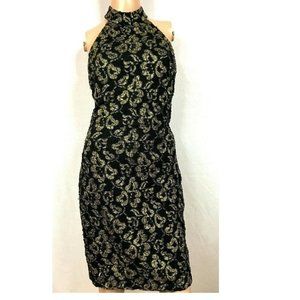 Steppin Out Gold & Black Dress Womens Size Med